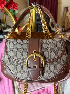 Coach Soho Flap Bag Limited Edition 2006 Signature Canvas Leather Shoulder bag